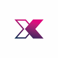 initial etter x full color line logo design