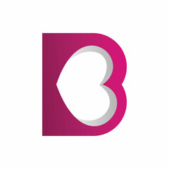 initial letter b love heart logo design