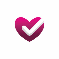 Fototapeta premium love heart check logo design