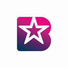 full color letter b star logo design