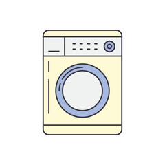 Laundry machine icon in color, isolated on white background 