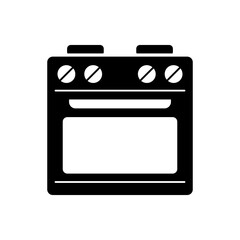 Electrical stove icon in black flat glyph, filled style isolated on white background