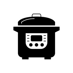 Multicooker icon in black flat glyph, filled style isolated on white background