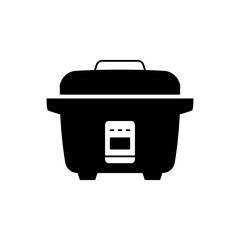 Rice cooker icon in black flat glyph, filled style isolated on white background