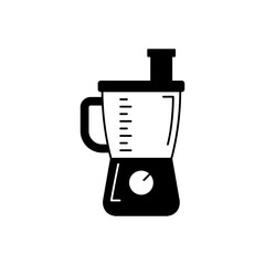 Food processor icon in black flat glyph, filled style isolated on white background