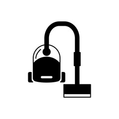 Vacuum cleaner household icon in black flat glyph, filled style isolated on white background