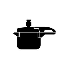 Pressure cooker icon in black flat glyph, filled style isolated on white background