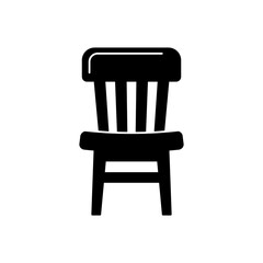 Chair furniture icon in black flat glyph, filled style isolated on white background