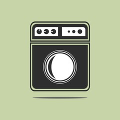 Vector illustration of a washing machine with color background.