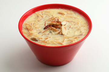 Khir or kheer payasam also known as Sheer Khurma Seviyan consumed especially on Eid or any other festival in india asia. Served with dry fruits toppings in a bowl