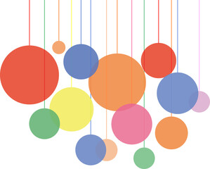 various colored circles hanging on the ropes