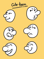 cute face cartoon on yellow background