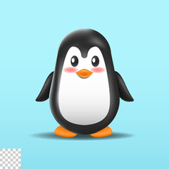 3d cute penguin illustration isolated design