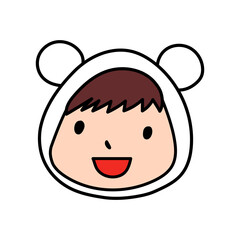 シロクマのフードをかぶったかわいい子供のイラスト素材