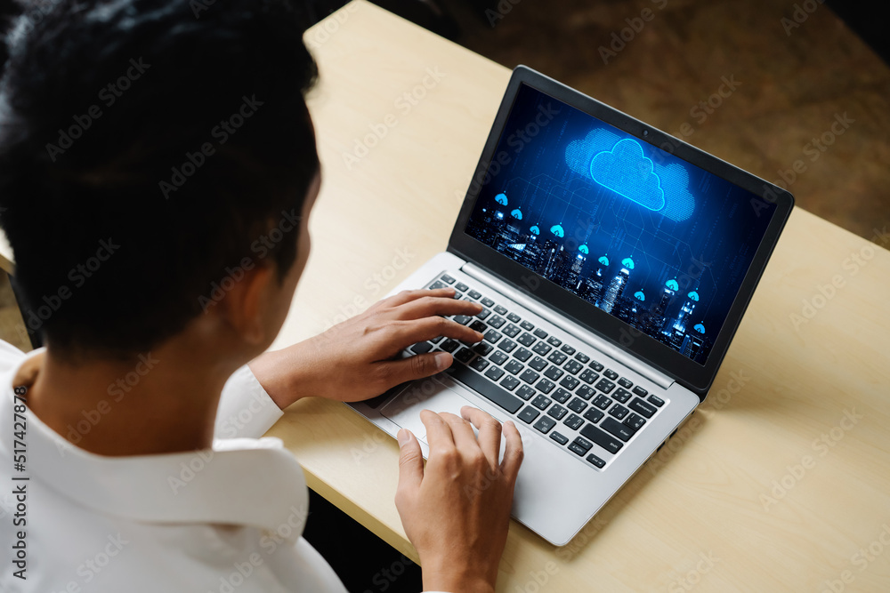 Poster cloud computing software for modish remote work and personal data storage