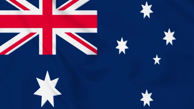 Australia flag seamless closeup waving animation. 