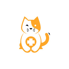 illustration of a cat combined with a medical symbol, very suitable for a cat clinic company