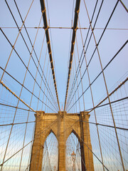 Fototapeta premium Iconic image of the Brooklyn Bridge in New York City, tourist attraction
