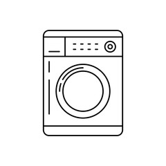 Laundry machine icon in line style icon, isolated on white background
