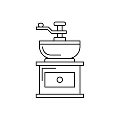 Beans coffee grinder icon in line style icon, isolated on white background