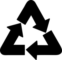 Recycling icon. Symbol for recyclable products or those made of recycled materials. Classical triangle shape. Vector Illustration.eps