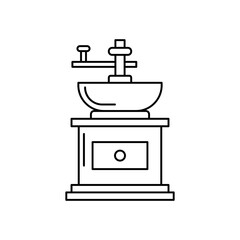 Beans coffee grinder icon in line style icon, isolated on white background
