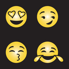  set of emoticon smile icons. Cartoon emoji set. Vector emoticon set.eps