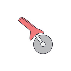 Pizza cutter icon in color, isolated on white background 