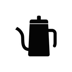 Coffee kettle, percolator icon in black flat glyph, filled style isolated on white background