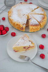 sweet home made cherry vanilla ricotta cake