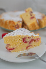 sweet home made cherry vanilla ricotta cake