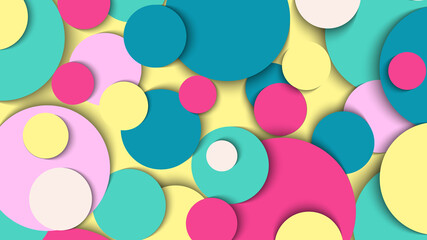 Abstract random circle size pattern pastel colors background.