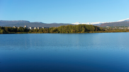 Natural landscape overlooking the lake. Sukhumi, Abkhazia