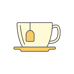 Tea Bag and cup color, isolated on white background 