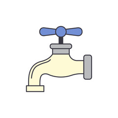 Water Faucet icon in color, isolated on white background 