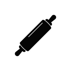 Rolling pin icon in black flat glyph, filled style isolated on white background