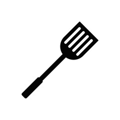 Spatula icon in black flat glyph, filled style isolated on white background