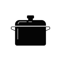 Casserole icon in black flat glyph, filled style isolated on white background
