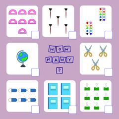 Educational game for children, kids.  Game learning math, counting game, connecting the dots. Vector illustration for print, page