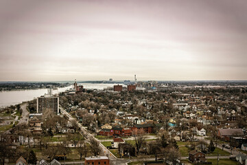 Windsor Ontario  with Detroit river