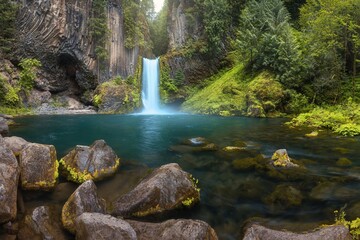 Toketee Falls is a waterfall in Douglas County, Oregon, United States, on the North Umpqua River at...