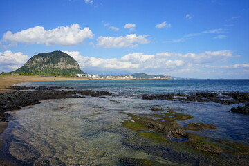 seascape with clear rock beach
