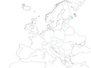 High quality map Europe with borders of the regions
