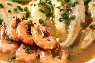 Asian Seafood Cuisine Red Shrimp Braised Fish