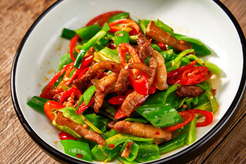 asian cuisine pork stir fry chili