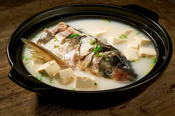 Asian Cuisine Crucian Carp Tofu Soup