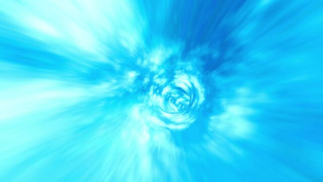 Abstract loop glow swirl hyper space warp blue sky tunnel  4K 3D Loop colorful Sci-Fi space travel background concept. Abstract Science teleportation