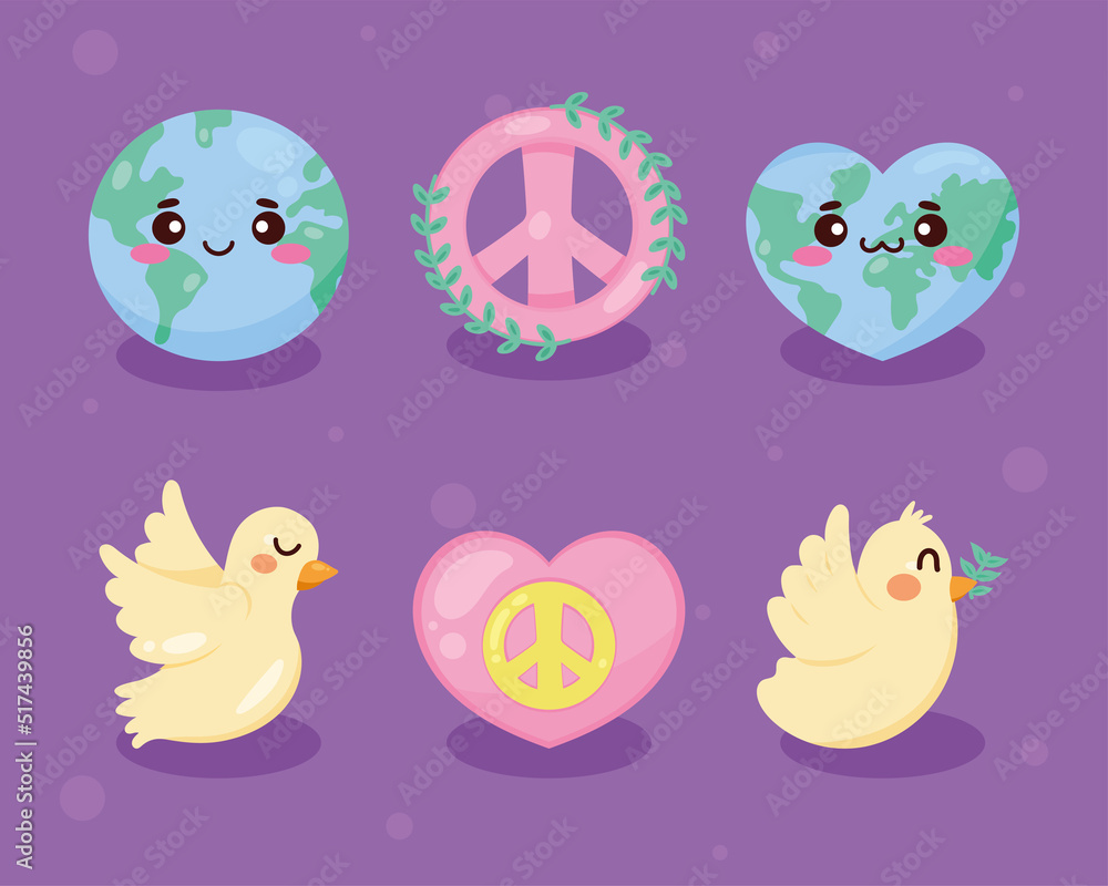 Poster six peace day icons