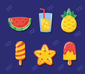 six summer vacations icons