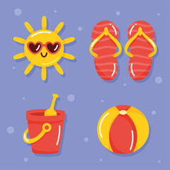 four summer vacations icons